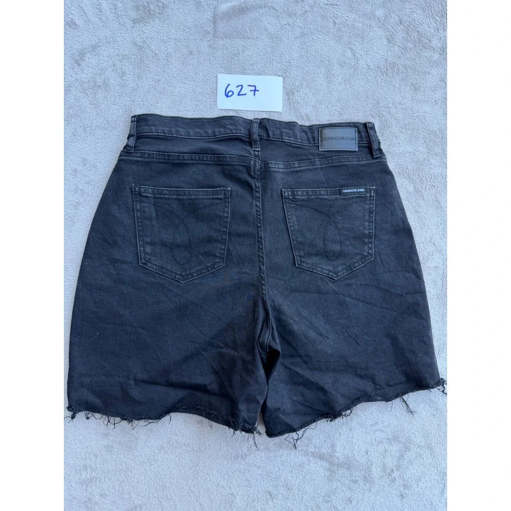 Calvin Klein Jeans Shorts Womens 10 Black Raw Hem High Rise Denim